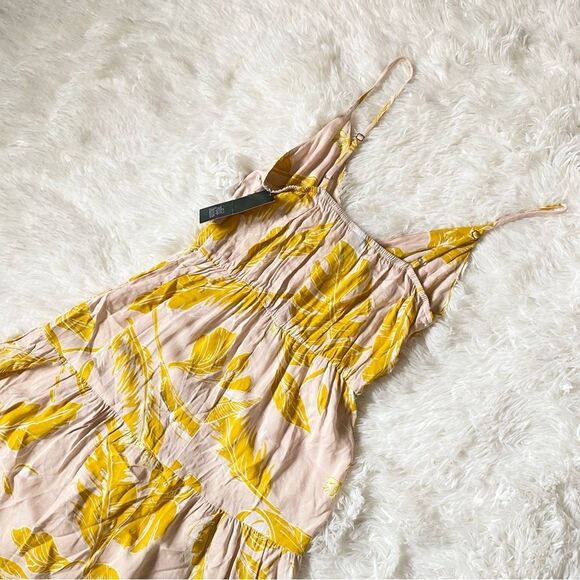 Yellow Leaf Print V-Neck Maxi Dress - Picture 6 of 6